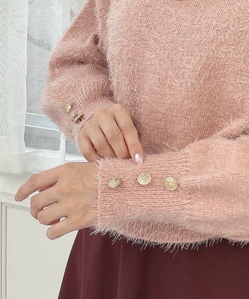 F i.n.t（フィント）の「エンブレム釦シャギーニットプルオーバー/fint フィント（ニット/セーター・レディース・ピンク/グレー/アイボリー・FREE）」の14枚目の写真