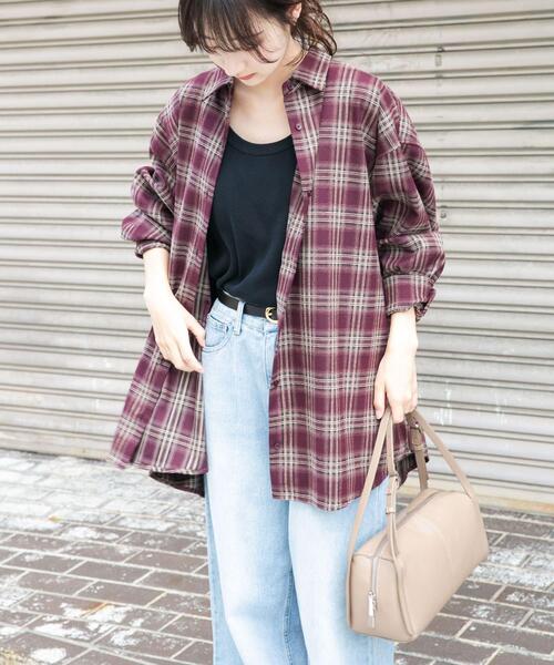ITEMS URBANRESEARCH（アイテムズ アーバンリサーチ）の「起毛チェックルーズシャツ（シャツ/ブラウス・レディース・レッド/ブラウン/ネイビー・FREE）」の5枚目の写真