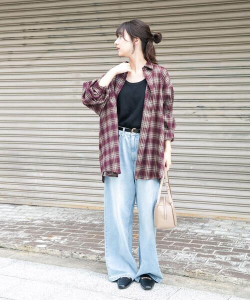 ITEMS URBANRESEARCH（アイテムズ アーバンリサーチ）の「起毛チェックルーズシャツ（シャツ/ブラウス・レディース・レッド/ブラウン/ネイビー・FREE）」の4枚目の写真