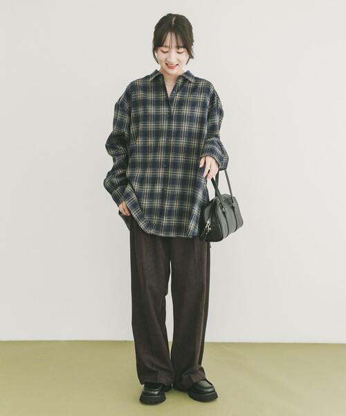 ITEMS URBANRESEARCH(アイテムズ アーバンリサーチ)の「起毛チェックルーズシャツ(シャツ/ブラウス・レディース・レッド/ブラウン/ネイビー・FREE)」の12枚目の写真