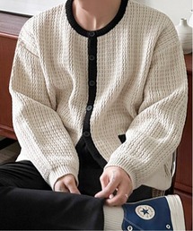 NOWLE（ノウル）の「【NOWLE】バイカラー パイピング ニット カーディガン（カーディガン/ボレロ・メンズ）」