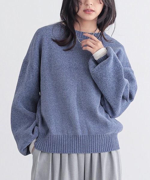 for/c(フォーシー)の「ベロア見えニットトップス【サスティナブル】(ニット/セーター・レディース・アイボリー/ブラック/ブルー・M/L)」の3枚目の写真