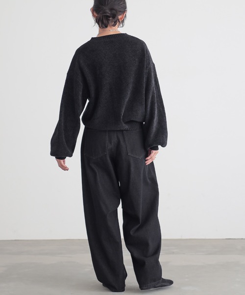 for/c(フォーシー)の「ベロア見えニットトップス【サスティナブル】(ニット/セーター・レディース・アイボリー/ブラック/ブルー・M/L)」の8枚目の写真