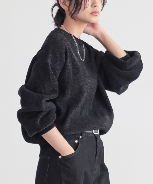 for/c(フォーシー)の「ベロア見えニットトップス【サスティナブル】(ニット/セーター・レディース・アイボリー/ブラック/ブルー・M/L)」の4枚目の写真
