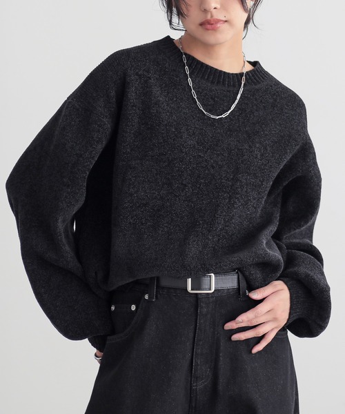 for/c(フォーシー)の「ベロア見えニットトップス【サスティナブル】(ニット/セーター・レディース・アイボリー/ブラック/ブルー・M/L)」の5枚目の写真