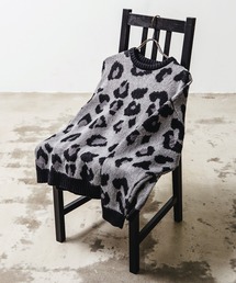 Revo. | アニマルパターン レオパード柄 モヘアタッチ 起毛 ルーズニット プルオーバー(ニット/セーター)