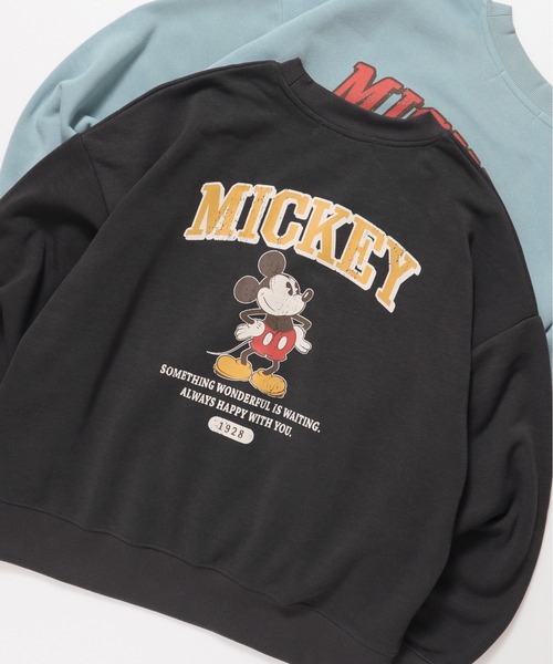 Disney(ディズニー)の「【DISNEY/ディズニー】ミッキーマウス裏起毛プリントクルーネックトレーナー(スウェット・レディース・クリーム/ダークグレー/ミント/マスタード・MEDIUM/LARGE)」の5枚目の写真