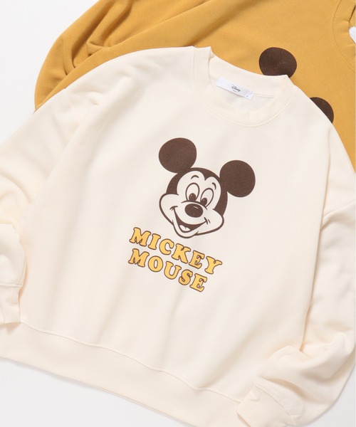 Disney(ディズニー)の「【DISNEY/ディズニー】ミッキーマウス裏起毛プリントクルーネックトレーナー(スウェット・レディース・クリーム/ダークグレー/ミント/マスタード・MEDIUM/LARGE)」の6枚目の写真