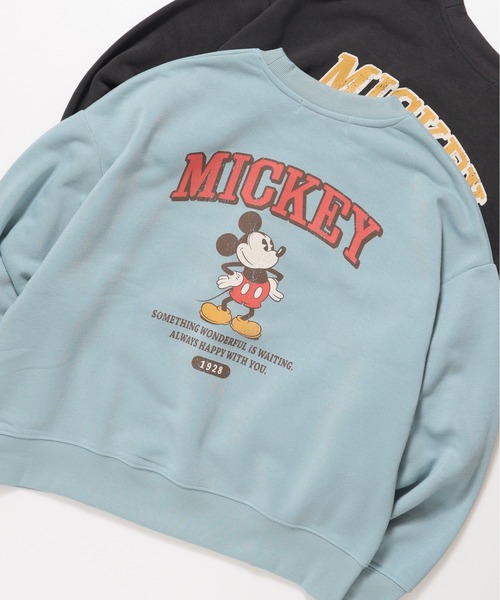 Disney(ディズニー)の「【DISNEY/ディズニー】ミッキーマウス裏起毛プリントクルーネックトレーナー(スウェット・レディース・クリーム/ダークグレー/ミント/マスタード・MEDIUM/LARGE)」の7枚目の写真
