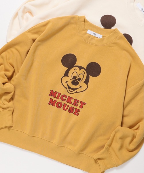 Disney(ディズニー)の「【DISNEY/ディズニー】ミッキーマウス裏起毛プリントクルーネックトレーナー(スウェット・レディース・クリーム/ダークグレー/ミント/マスタード・MEDIUM/LARGE)」の8枚目の写真