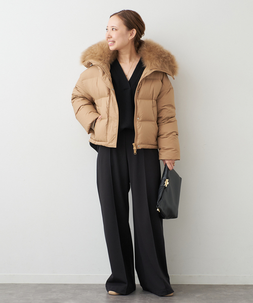 Deuxieme Classe（ドゥーズィエムクラス）の「*追加 OLBIA Vネック プルオーバー（ニット/セーター・レディース・ブラック/ベージュ・FREE）」の15枚目の写真