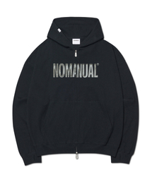 OVERLAY LOGO HOODED ZIP-UP - CHARCOAL（パーカー）｜NOMANUAL