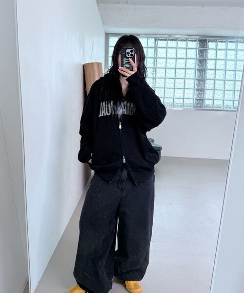 NOMANUAL(NOMANUAL)の「NM WAFFLE HOODED ZIP-UP - BLACK(パーカー・レディース・その他・LARGE/X-LARGE/SMALL/MEDIUM)」の8枚目の写真