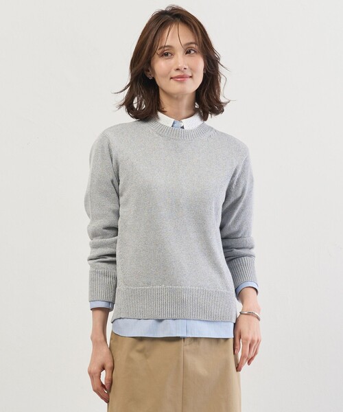 J.PRESS（ジェイプレス）の「Reeves Shine クルーネック ニット（ニット/セーター・レディース・イエロー系/サックスブルー系/ピンク系/アイボリー系・LARGE/MEDIUM）」の2枚目の写真