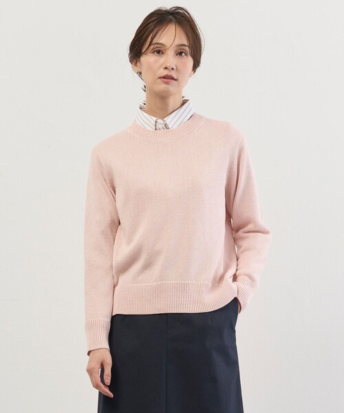 J.PRESS（ジェイプレス）の「Reeves Shine クルーネック ニット（ニット/セーター・レディース・イエロー系/サックスブルー系/ピンク系/アイボリー系・LARGE/MEDIUM）」の4枚目の写真