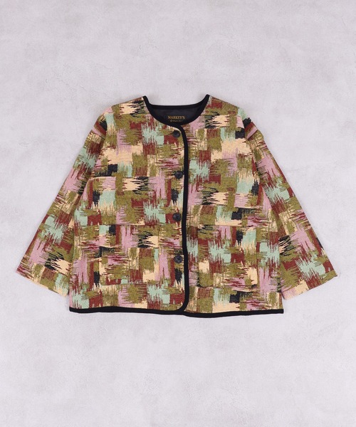 MARKEY'S（マーキーズ）の「ゴブラン織ノーカラージャケット（その他アウター・キッズ・グリーン/グレー・90/100/110/120/130/140/150）」の3枚目の写真