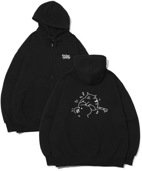 CPGN STUDIO(コンパーニョ)の「Enjoy CAT embroidered hooded Zip-up Black(パーカー・レディース・その他・LARGE/MEDIUM/SMALL)」の1枚目の写真