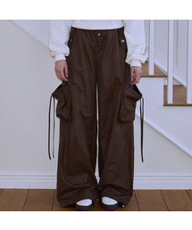 Two-way String Wide Pants [Brown]