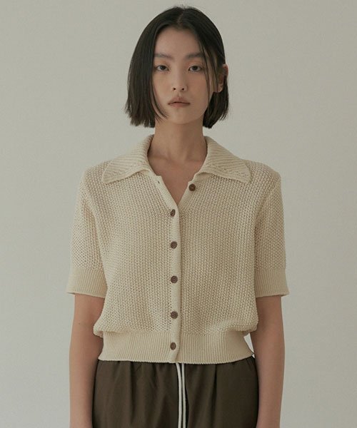 LINGSEOUL(リングソウル)の「open collar cotton knit-oatmeal(ニット/セーター・レディース・その他・FREE)」の2枚目の写真