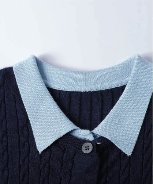 AMELY（エミリー）の「レイヤード風バイカラーニットカーディガン（カーディガン/ボレロ・レディース・チャコール/ネイビー/ブラウン/グレー・フリー）」の16枚目の写真