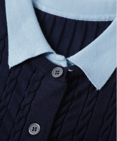 AMELY（エミリー）の「レイヤード風バイカラーニットカーディガン（カーディガン/ボレロ・レディース・チャコール/ネイビー/ブラウン/グレー・フリー）」の17枚目の写真