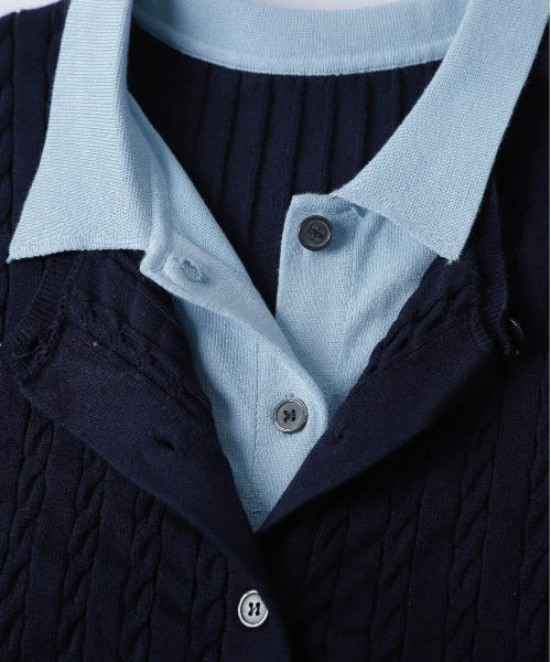 AMELY（エミリー）の「レイヤード風バイカラーニットカーディガン（カーディガン/ボレロ・レディース・チャコール/ネイビー/ブラウン/グレー・フリー）」の18枚目の写真