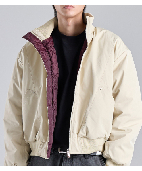 BUTTON SEOUL(ボタンソウル)の「スタンドカラー ブルゾン クロップジャケット (ベージュ)(ブルゾン・メンズ・その他・MEDIUM/LARGE/X-LARGE)」の1枚目の写真