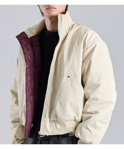 BUTTON SEOUL(ボタンソウル)の「スタンドカラー ブルゾン クロップジャケット (ベージュ)(ブルゾン・メンズ・その他・MEDIUM/LARGE/X-LARGE)」の3枚目の写真
