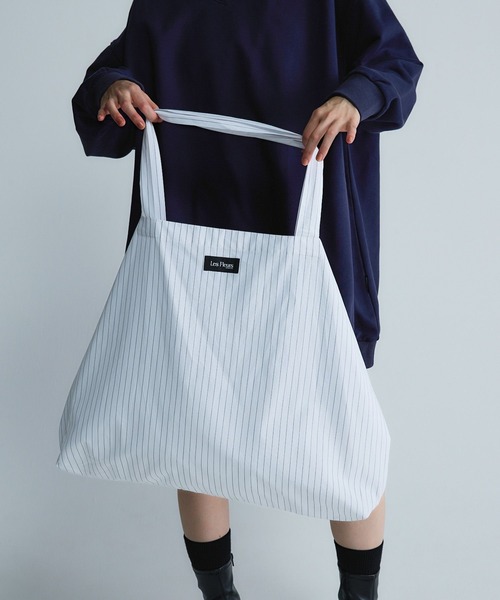JEANASIS（ジーナシス）の「【Les Fleurs】ストライプBIGBAG/641546（トートバッグ・レディース・ホワイト/ブラウン/ブルー・FREE）」の2枚目の写真