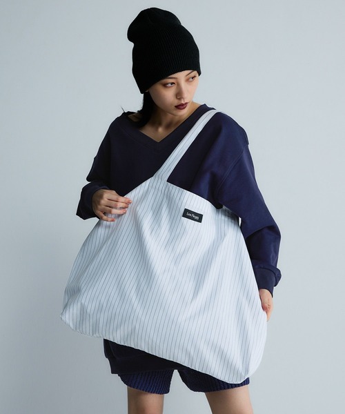 JEANASIS（ジーナシス）の「【Les Fleurs】ストライプBIGBAG/641546（トートバッグ・レディース・ホワイト/ブラウン/ブルー・FREE）」の22枚目の写真