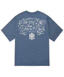 KTPN0019 チカノレタリングピグメント半袖Tシャツ - ブルー