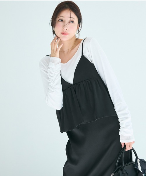 coca(coca)(コカ)の「ペプラムキャミソールワンピース(ワンピース・レディース・ブラック/チャコール・L/M/S)」の10枚目の写真