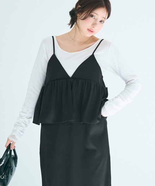 coca(coca)(コカ)の「ペプラムキャミソールワンピース(ワンピース・レディース・ブラック/チャコール・L/M/S)」の12枚目の写真