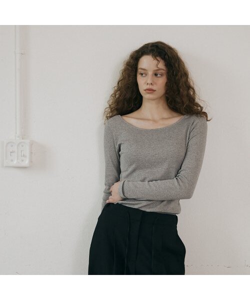 NOEUD(ノウドゥ)の「Boat neck t-shirt (Gray)(Tシャツ/カットソー・レディース・その他・FREE)」の2枚目の写真