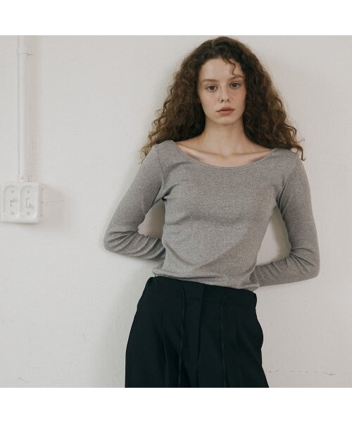 NOEUD(ノウドゥ)の「Boat neck t-shirt (Gray)(Tシャツ/カットソー・レディース・その他・FREE)」の3枚目の写真