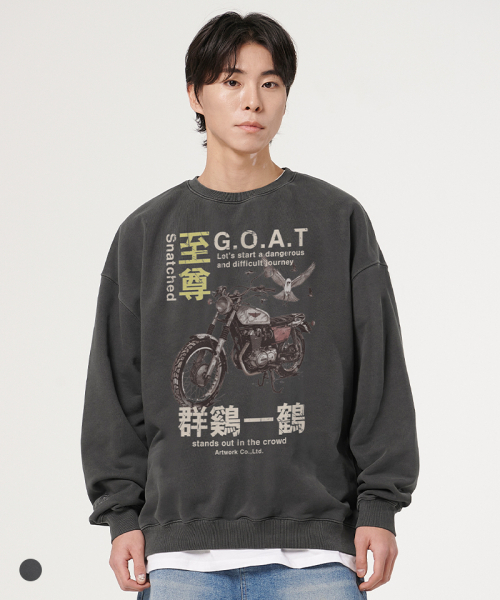 ARTISTWEAR（アーティストウェア）の「[ATW]スナッチドピグメントマンツーマン（スウェット・レディース・ブラック・SMALL/LARGE/X-LARGE/MEDIUM）」の2枚目の写真