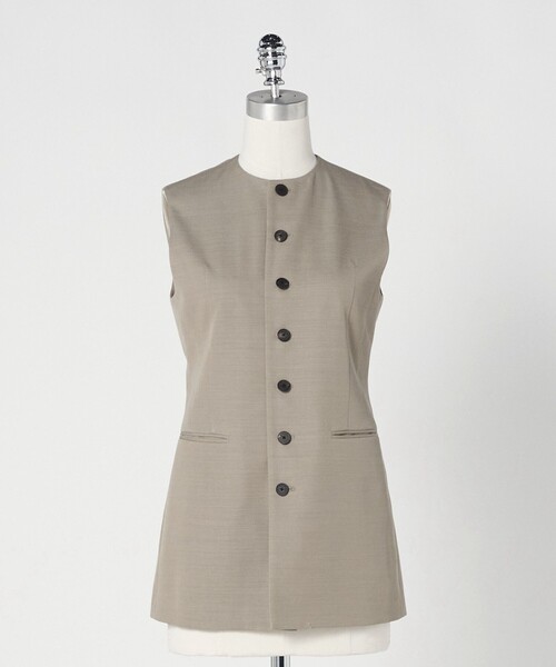 LOEFF（ロエフ）の「＜LOEFF＞ギャバジン シャープ ベスト（ベスト・レディース・ナチュラル/ダークグレー・1/0）」の2枚目の写真