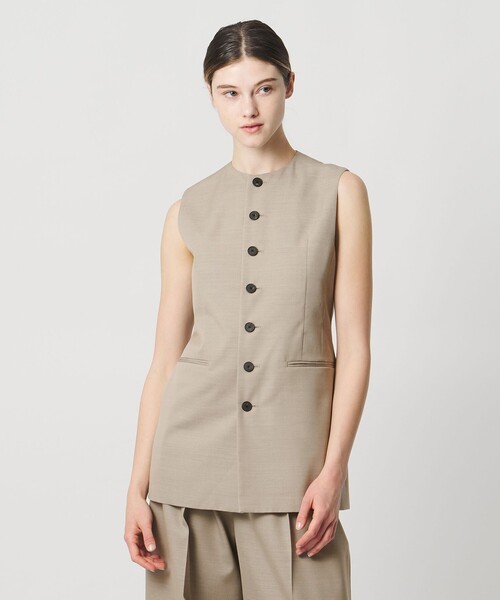 LOEFF（ロエフ）の「＜LOEFF＞ギャバジン シャープ ベスト（ベスト・レディース・ナチュラル/ダークグレー・1/0）」の3枚目の写真