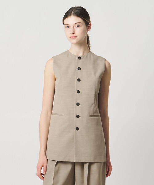 LOEFF（ロエフ）の「＜LOEFF＞ギャバジン シャープ ベスト（ベスト・レディース・ナチュラル/ダークグレー・1/0）」の4枚目の写真