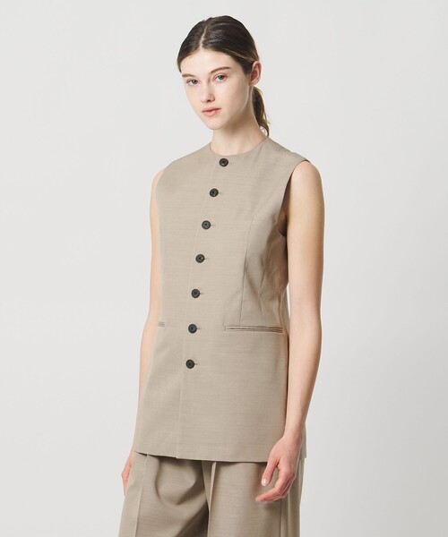 LOEFF（ロエフ）の「＜LOEFF＞ギャバジン シャープ ベスト（ベスト・レディース・ナチュラル/ダークグレー・1/0）」の5枚目の写真