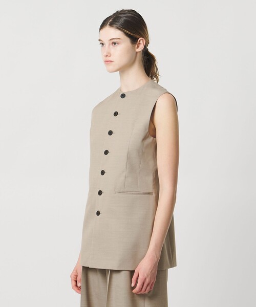 LOEFF（ロエフ）の「＜LOEFF＞ギャバジン シャープ ベスト（ベスト・レディース・ナチュラル/ダークグレー・1/0）」の12枚目の写真