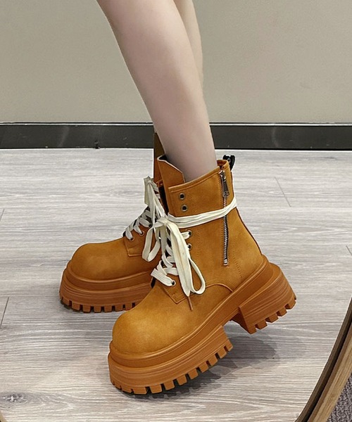 shoes365（シューズスリーシックスファイヴ）の「厚底シューレースブーツ（ブーツ・レディース・チョコ/ブラック/ブラウン・23.0cm/23.5cm/24.0cm/24.5cm/25.0cm）」の3枚目の写真