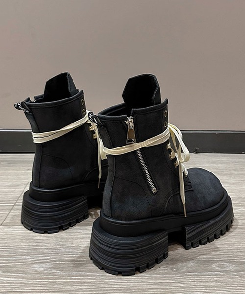 shoes365（シューズスリーシックスファイヴ）の「厚底シューレースブーツ（ブーツ・レディース・チョコ/ブラック/ブラウン・23.0cm/23.5cm/24.0cm/24.5cm/25.0cm）」の5枚目の写真