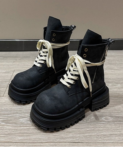 shoes365（シューズスリーシックスファイヴ）の「厚底シューレースブーツ（ブーツ・レディース・チョコ/ブラック/ブラウン・23.0cm/23.5cm/24.0cm/24.5cm/25.0cm）」の6枚目の写真