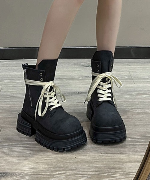 shoes365（シューズスリーシックスファイヴ）の「厚底シューレースブーツ（ブーツ・レディース・チョコ/ブラック/ブラウン・23.0cm/23.5cm/24.0cm/24.5cm/25.0cm）」の7枚目の写真