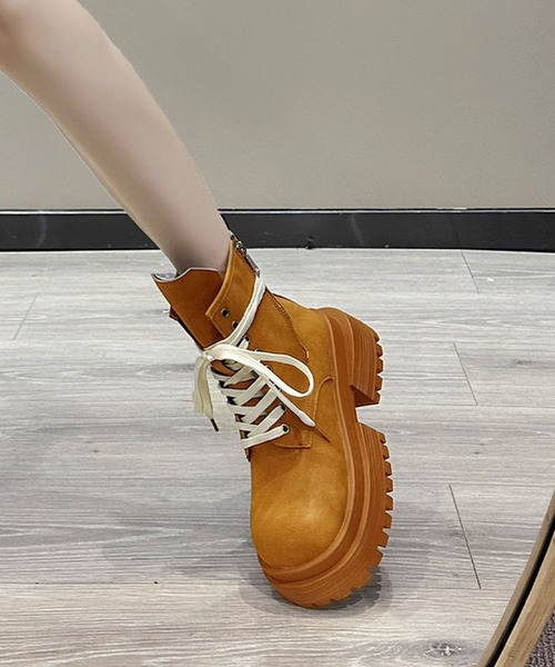 shoes365（シューズスリーシックスファイヴ）の「厚底シューレースブーツ（ブーツ・レディース・チョコ/ブラック/ブラウン・23.0cm/23.5cm/24.0cm/24.5cm/25.0cm）」の8枚目の写真
