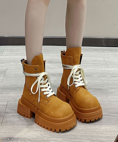 shoes365（シューズスリーシックスファイヴ）の「厚底シューレースブーツ（ブーツ・レディース・チョコ/ブラック/ブラウン・23.0cm/23.5cm/24.0cm/24.5cm/25.0cm）」の9枚目の写真