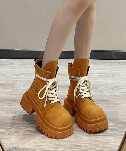 shoes365（シューズスリーシックスファイヴ）の「厚底シューレースブーツ（ブーツ・レディース・チョコ/ブラック/ブラウン・23.0cm/23.5cm/24.0cm/24.5cm/25.0cm）」の10枚目の写真