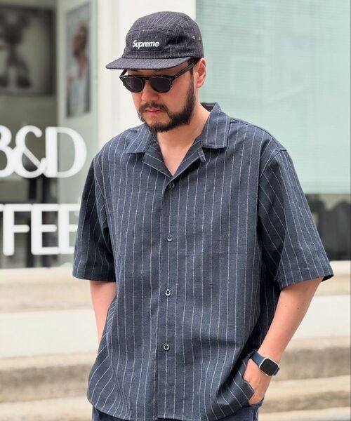 A NOTHING(アナッシング)の「ストライプLCテーラード1/2シャツ(ネイビー)(シャツ/ブラウス・レディース・その他・SMALL/MEDIUM/LARGE)」の3枚目の写真