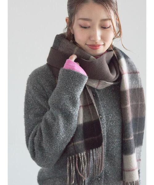 Te chichi（テチチ）の「カシミア混リバーシブルチェックマフラー（ストール/ショール・レディース・レッド/ブラウン/ベージュ・F）」の2枚目の写真